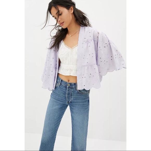 Anthropologie Cropped Eyelet Cardigan NWT - One Size Fits All - Picture 2 of 10